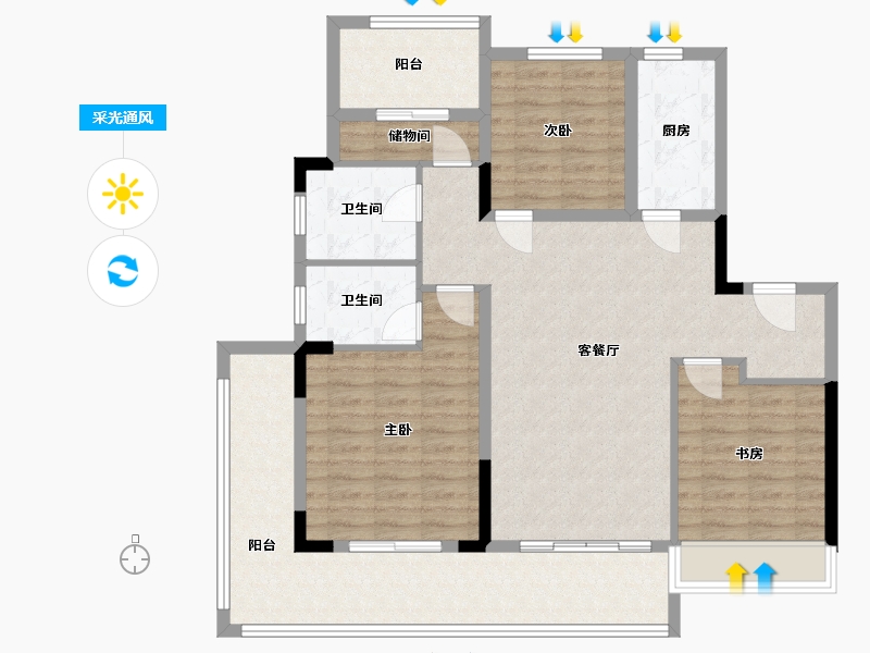 安徽省-阜阳市-太和县长征路刘元社区-110.00-户型库-采光通风