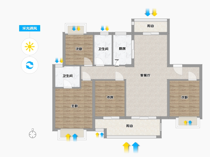 湖北省-襄阳市-雅居乐-102.03-户型库-采光通风