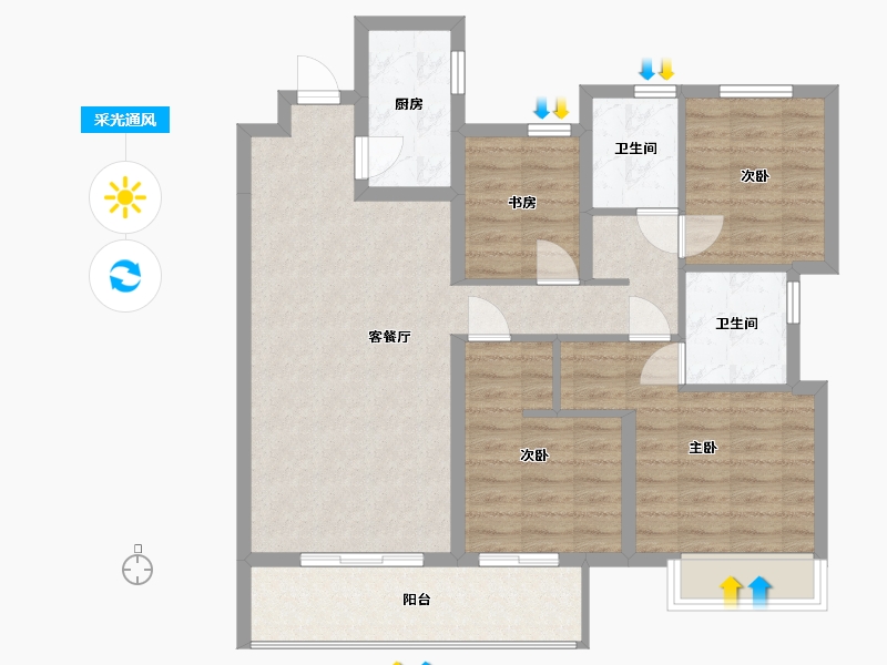 浙江省-杭州市-悦融湾-120.00-户型库-采光通风