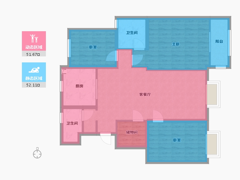 山东省-烟台市-德怡嘉苑-105.00-户型库-动静分区