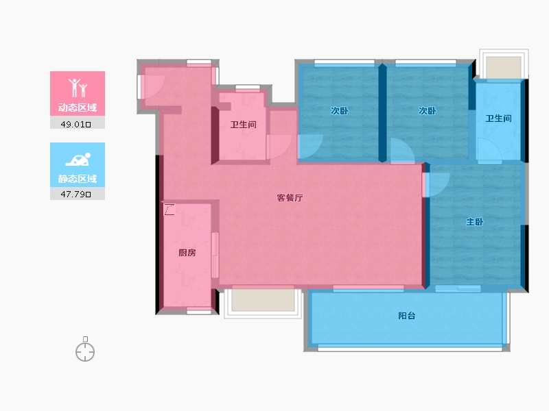 贵州省-贵阳市-金地云麓一号-95.00-户型库-动静分区