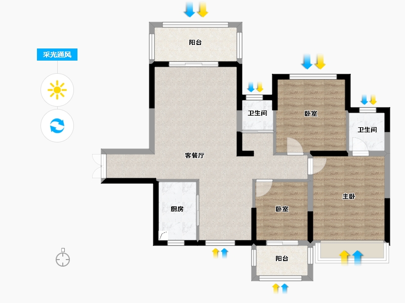 湖南省-衡阳市-博达新桂城-98.00-户型库-采光通风