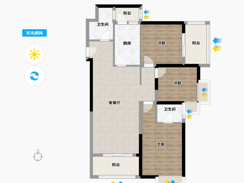 河北省-邢台市-麒麟湾-110.00-户型库-采光通风