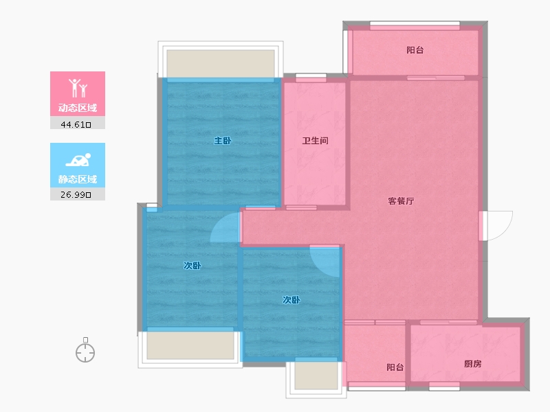 重庆-重庆市-凤城华府-83.35-户型库-动静分区