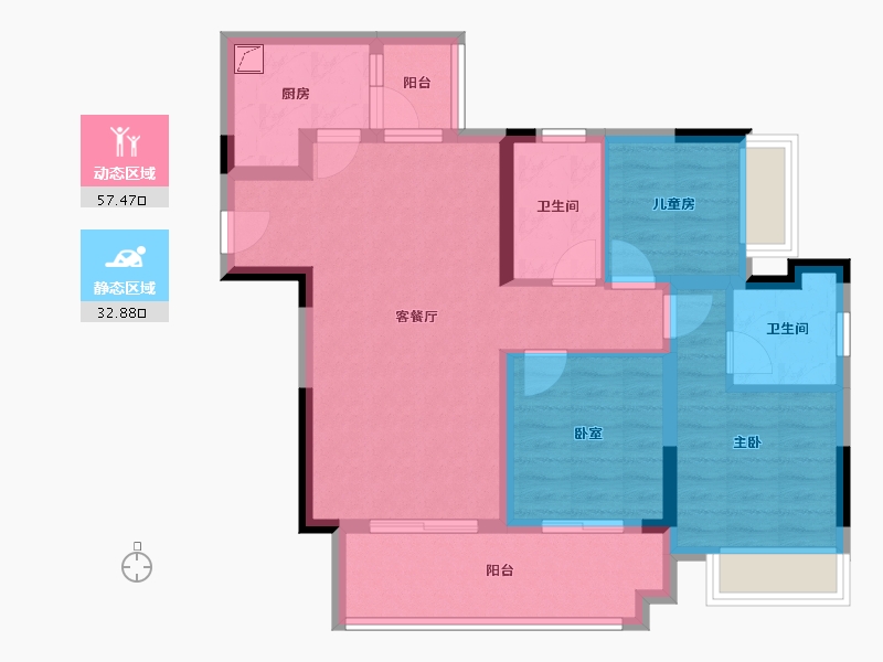 贵州省-遵义市-金科集美东方-84.00-户型库-动静分区