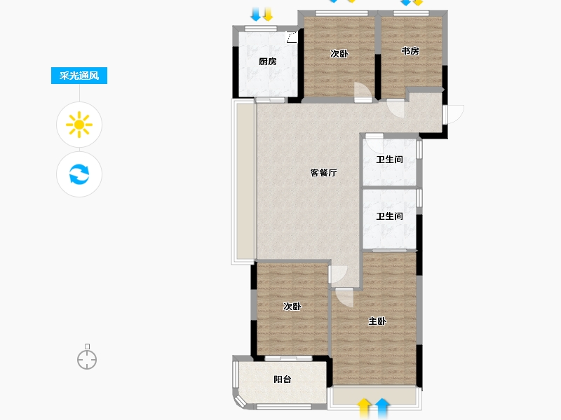 浙江省-杭州市-海明雅园-115.00-户型库-采光通风