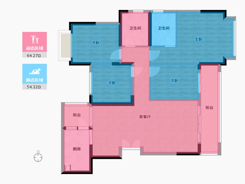 贵州省-遵义市-美的城-115.00-户型库-动静分区