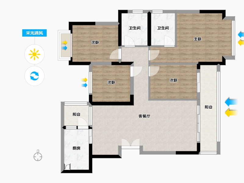 贵州省-遵义市-美的城-115.00-户型库-采光通风