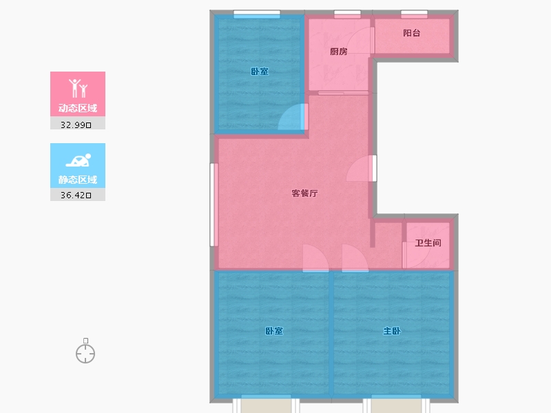 内蒙古自治区-赤峰市-敖汉旗-86.00-户型库-动静分区