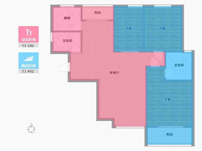 江苏省-苏州市-云庭花园-94.00-户型库-动静分区