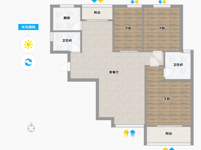 江苏省-苏州市-云庭花园-94.00-户型库-采光通风