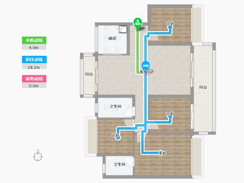 贵州省-遵义市-凯莱国际3期-123.99-户型库-动静线