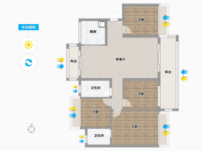 贵州省-遵义市-凯莱国际3期-123.99-户型库-采光通风