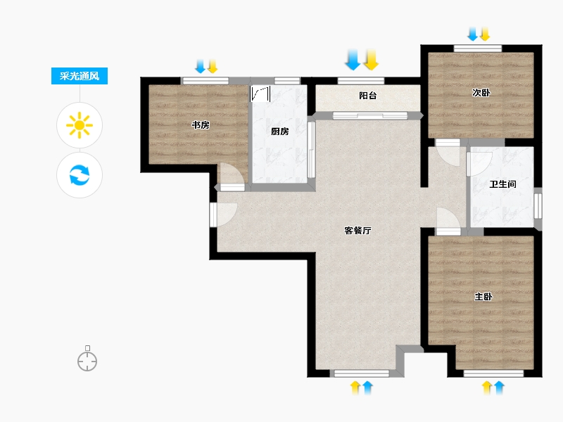 天津-天津市-万科海港城-86.00-户型库-采光通风