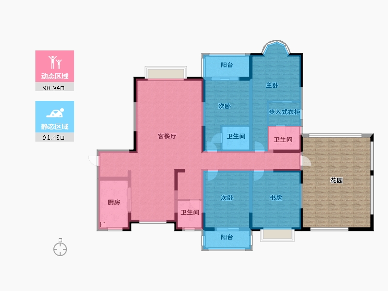 广东省-中山市-碧桂园凤凰城-185.22-户型库-动静分区