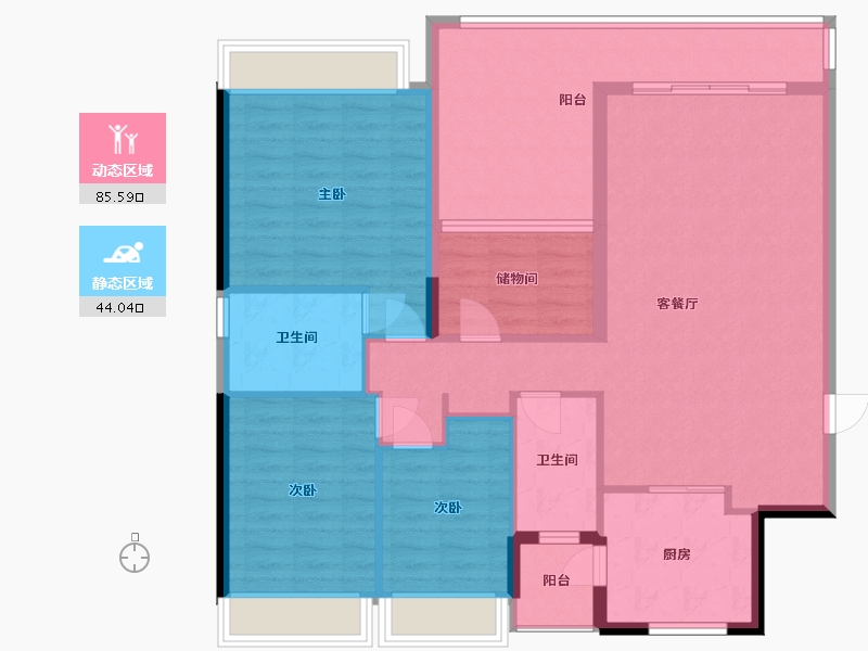 广东省-东莞市-碧桂园玫瑰臻园-117.69-户型库-动静分区