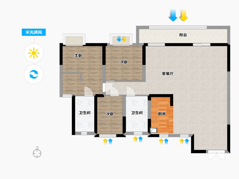 浙江省-丽水市-天宸锦园-126.00-户型库-采光通风