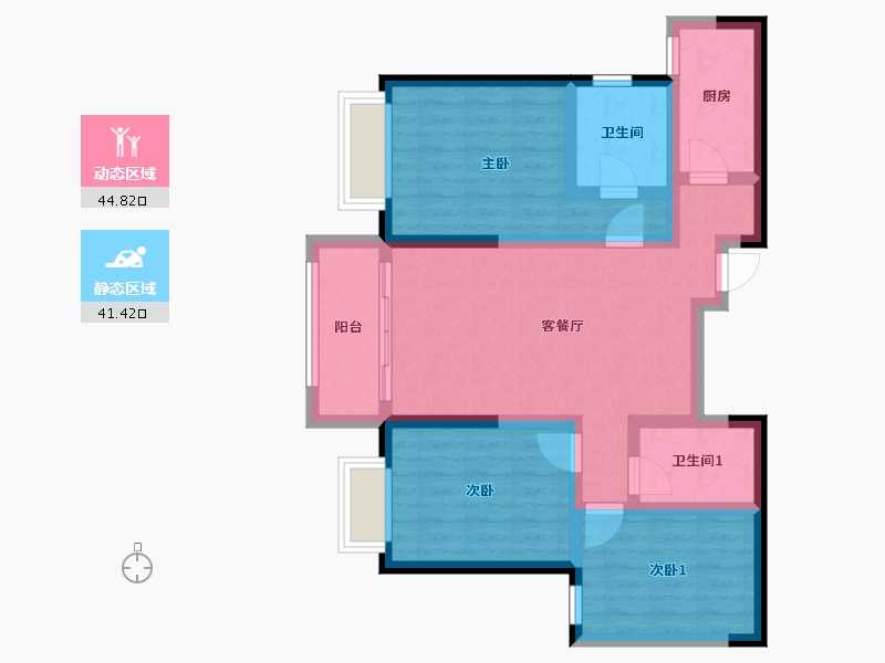 甘肃省-兰州市-瑞玲锦绣家园-87.90-户型库-动静分区