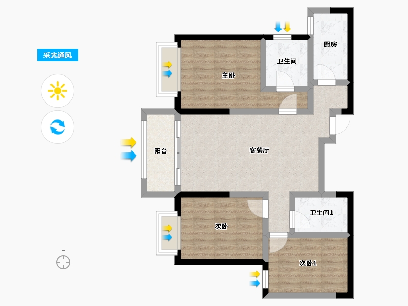 甘肃省-兰州市-瑞玲锦绣家园-87.90-户型库-采光通风