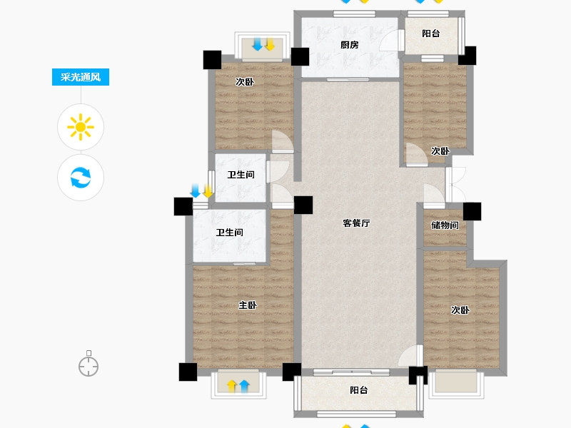 云南省-曲靖市-荣海壹号-123.96-户型库-采光通风