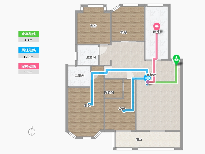 浙江省-宁波市-东海社区-120.00-户型库-动静线