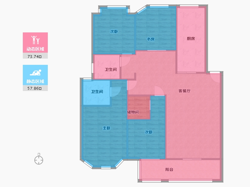 浙江省-宁波市-东海社区-120.00-户型库-动静分区