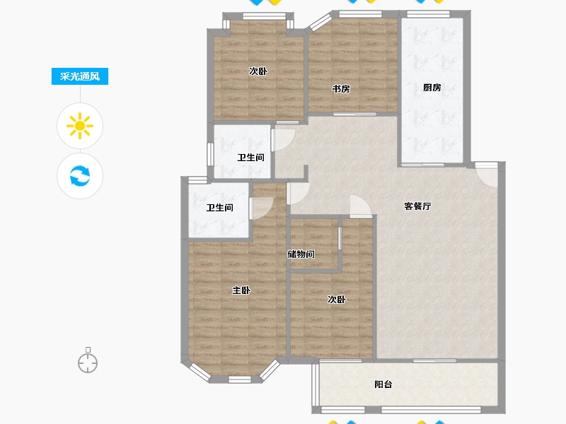 浙江省-宁波市-东海社区-120.00-户型库-采光通风