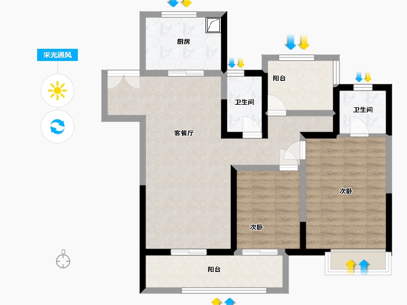 湖南省-长沙市-宁乡吾悦广场-97.00-户型库-采光通风