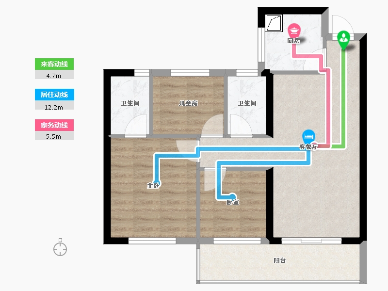 福建省-泉州市-南益清源春晓-68.61-户型库-动静线