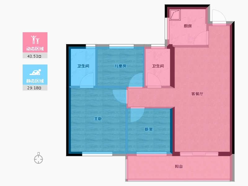 福建省-泉州市-南益清源春晓-68.61-户型库-动静分区