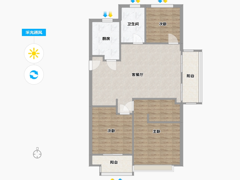 江苏省-无锡市-圆融广场-88.00-户型库-采光通风