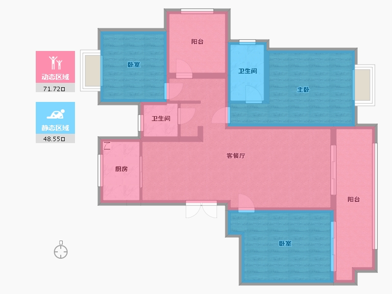 江苏省-常州市-梧桐香郡-107.66-户型库-动静分区