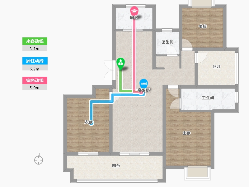 江苏省-常州市-梧桐香郡-107.66-户型库-动静线