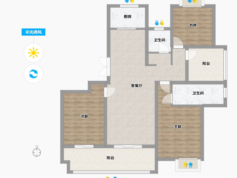 江苏省-常州市-梧桐香郡-107.66-户型库-采光通风