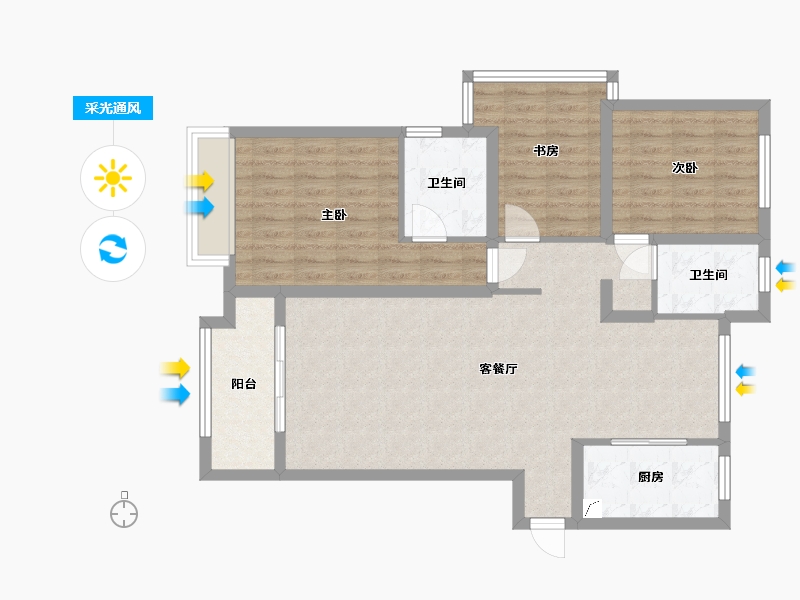 安徽省-蚌埠市-新威龙门悦府-103.11-户型库-采光通风