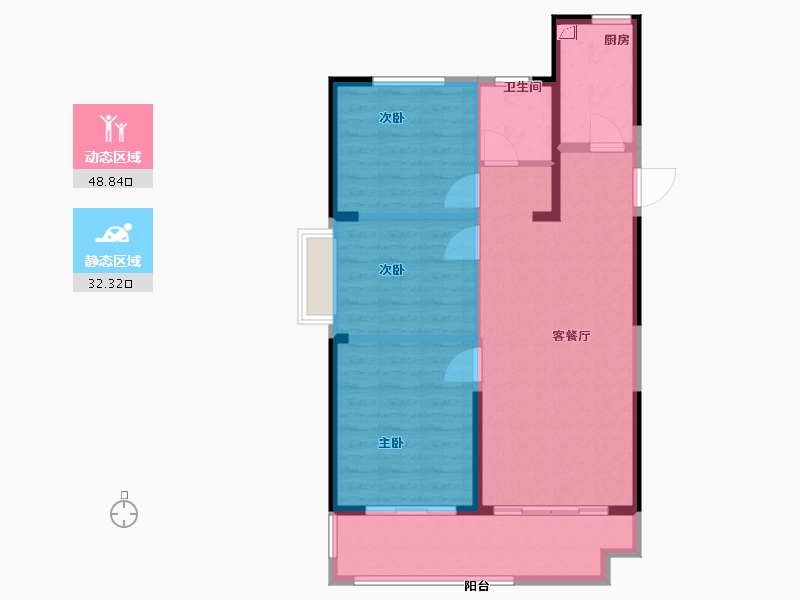 安徽省-阜阳市-碧桂园・翡翠湾-74.00-户型库-动静分区