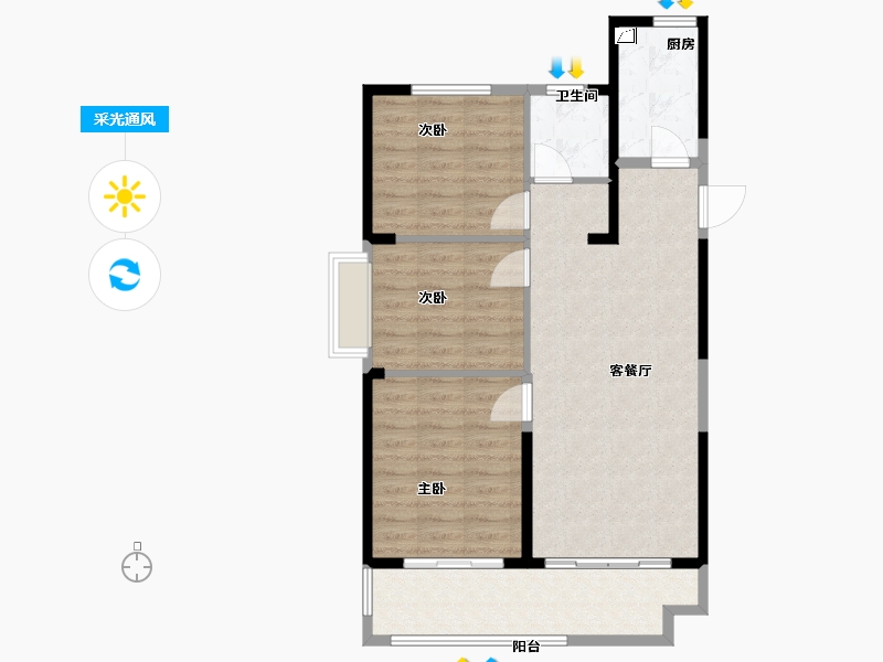 安徽省-阜阳市-碧桂园・翡翠湾-74.00-户型库-采光通风