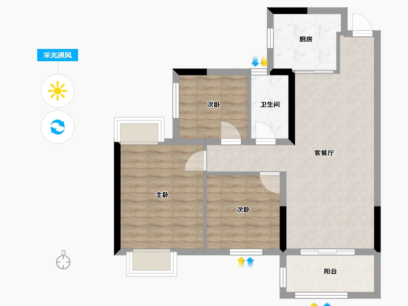 四川省-乐山市-铜雀台御府-94.00-户型库-采光通风