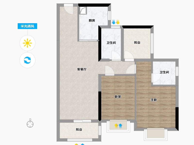 广东省-江门市-云山诗意-85.00-户型库-采光通风