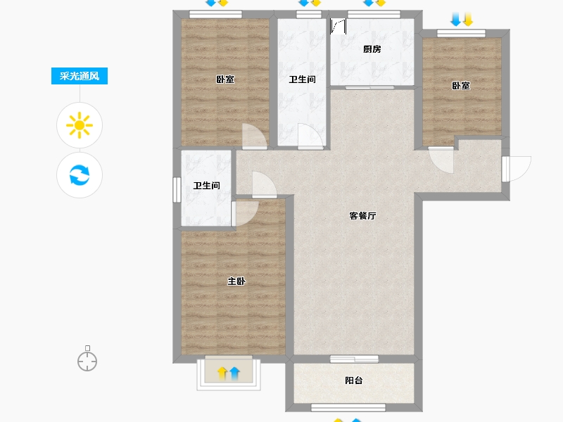 河南省-新乡市-四季城-99.39-户型库-采光通风