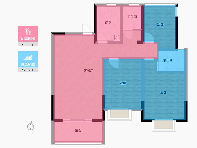 河南省-信阳市-百花新城-95.78-户型库-动静分区