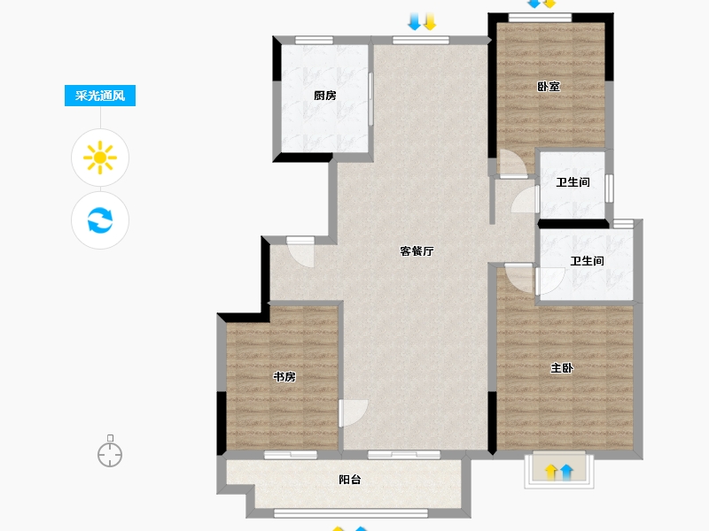 安徽省-阜阳市-华鸿鸿樾府-120.00-户型库-采光通风