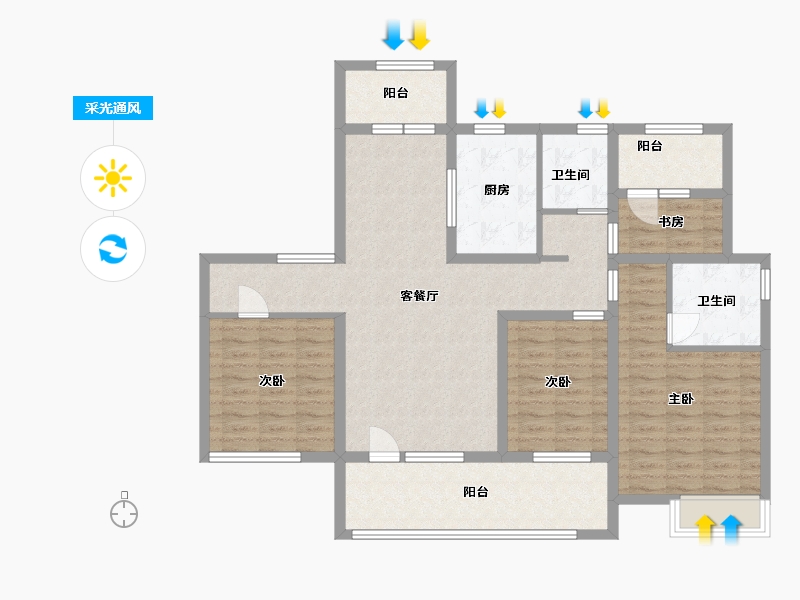 山东省-青岛市-保利云禧-115.00-户型库-采光通风