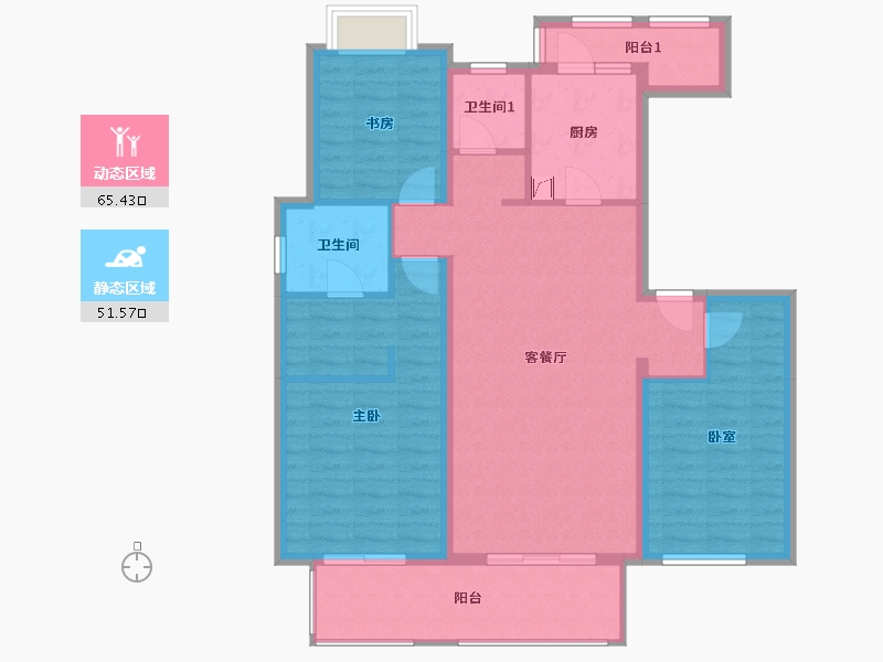 安徽省-阜阳市-华润阜阳中心-100.15-户型库-动静分区