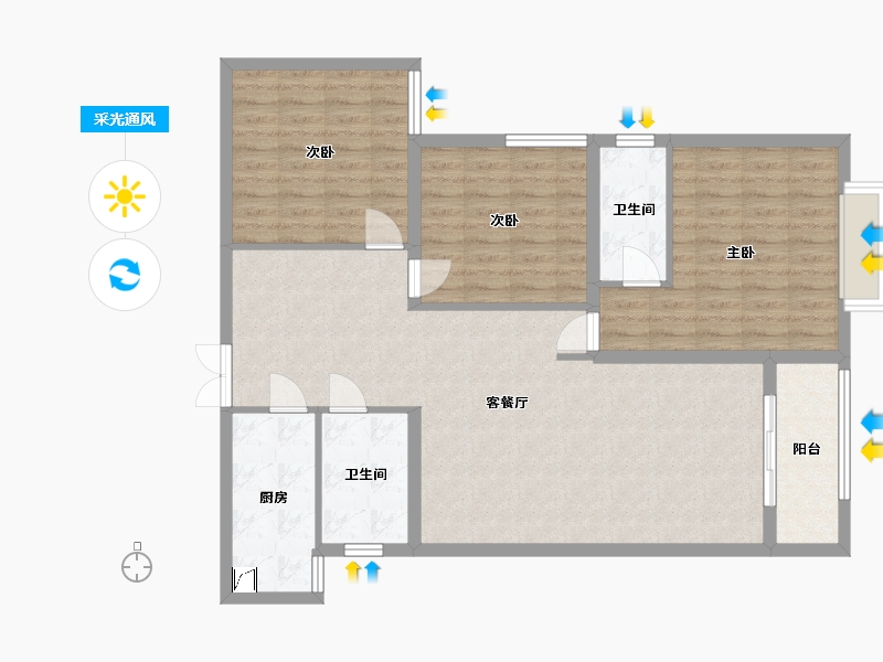 河南省-驻马店市-西平县华龙金水湾北区-108.00-户型库-采光通风