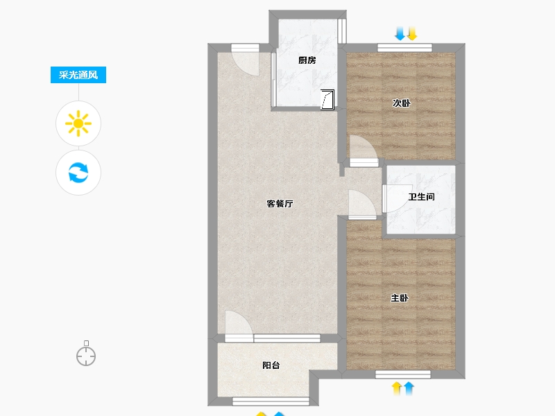 辽宁省-沈阳市-荣盛城-61.00-户型库-采光通风