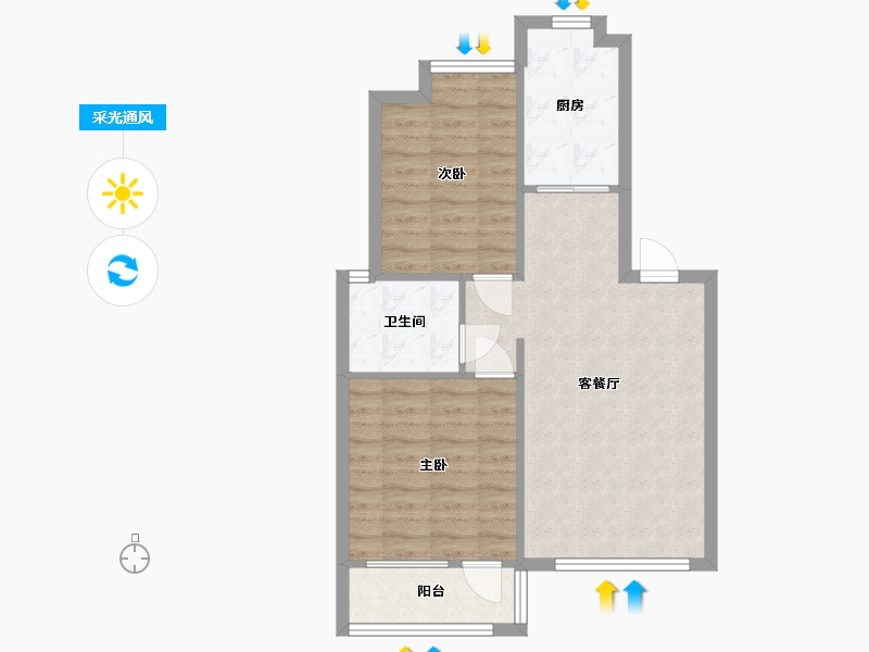 山东省-青岛市-海景绿洲-65.32-户型库-采光通风