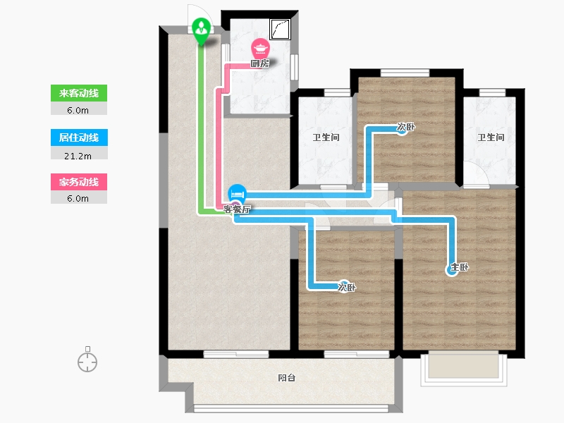 陕西省-咸阳市-奥园誉景湾-95.38-户型库-动静线