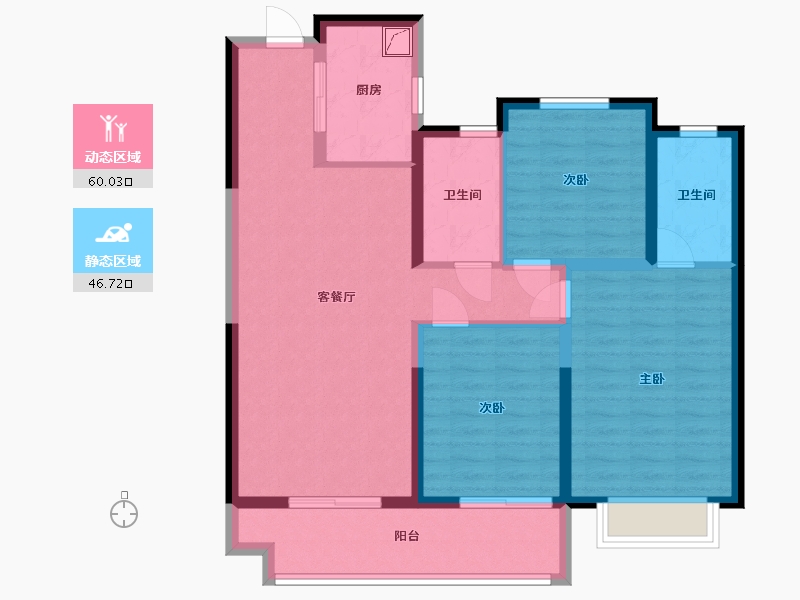 陕西省-咸阳市-奥园誉景湾-95.38-户型库-动静分区