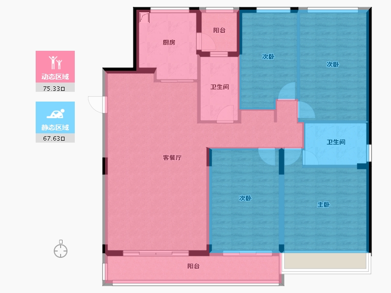 广东省-东莞市-碧桂园玫瑰臻园-127.46-户型库-动静分区